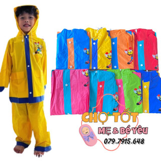 Áo Mưa Trẻ Em, Áo Mưa Bộ Cho Bé In Hình Dày Dặn Đi Mưa Không Thấm Loại Tốt 1-10 tuổi