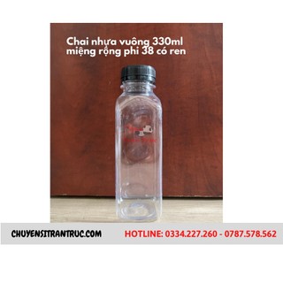 Combo 50 chai tròn/vuông miệng rộng 330ml có ren, chai cổ rộng đựng chè dưỡng nhan, ,chai nhựa trà sữa (chỉ đặt 50c)