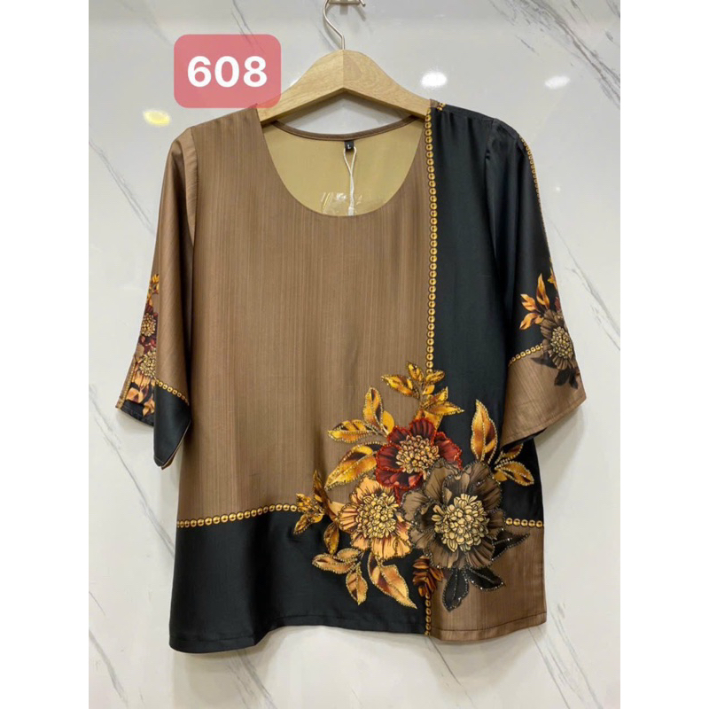 Áo nữ trung niên vải lụa cao cấp đính đá 50-80kg