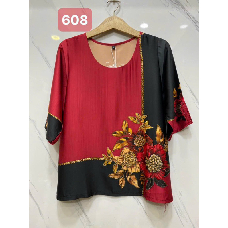 Áo nữ trung niên vải lụa cao cấp đính đá 50-80kg