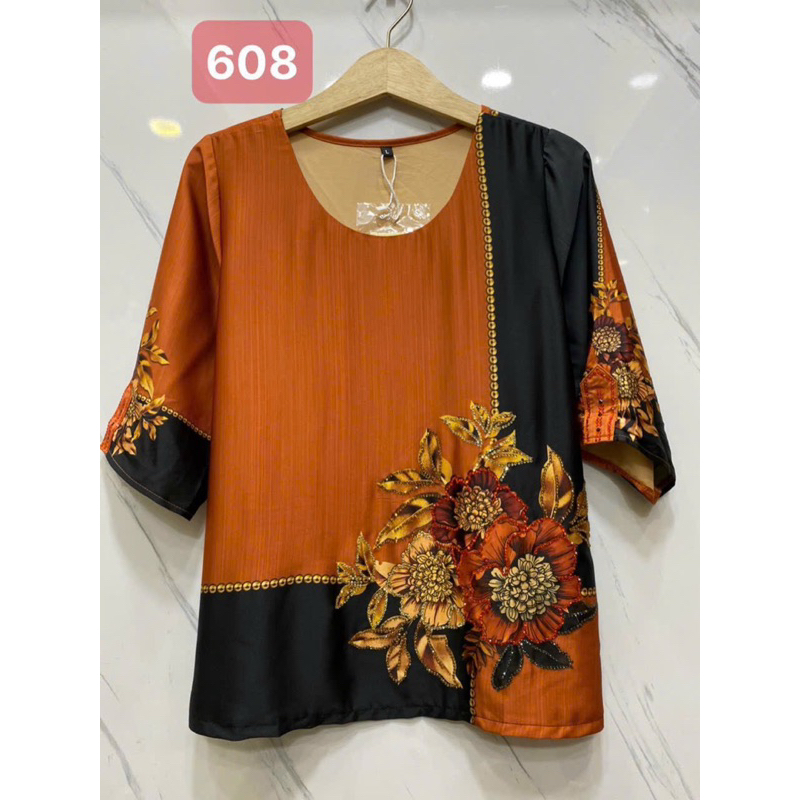 Áo nữ trung niên vải lụa cao cấp đính đá 50-80kg