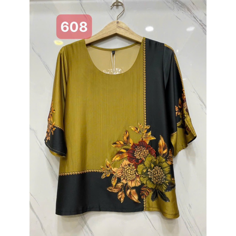 Áo nữ trung niên vải lụa cao cấp đính đá 50-80kg