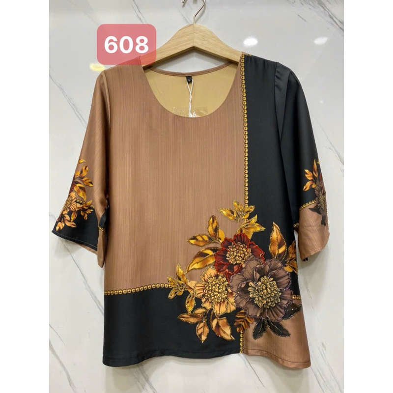 Áo nữ trung niên vải lụa cao cấp đính đá 50-80kg