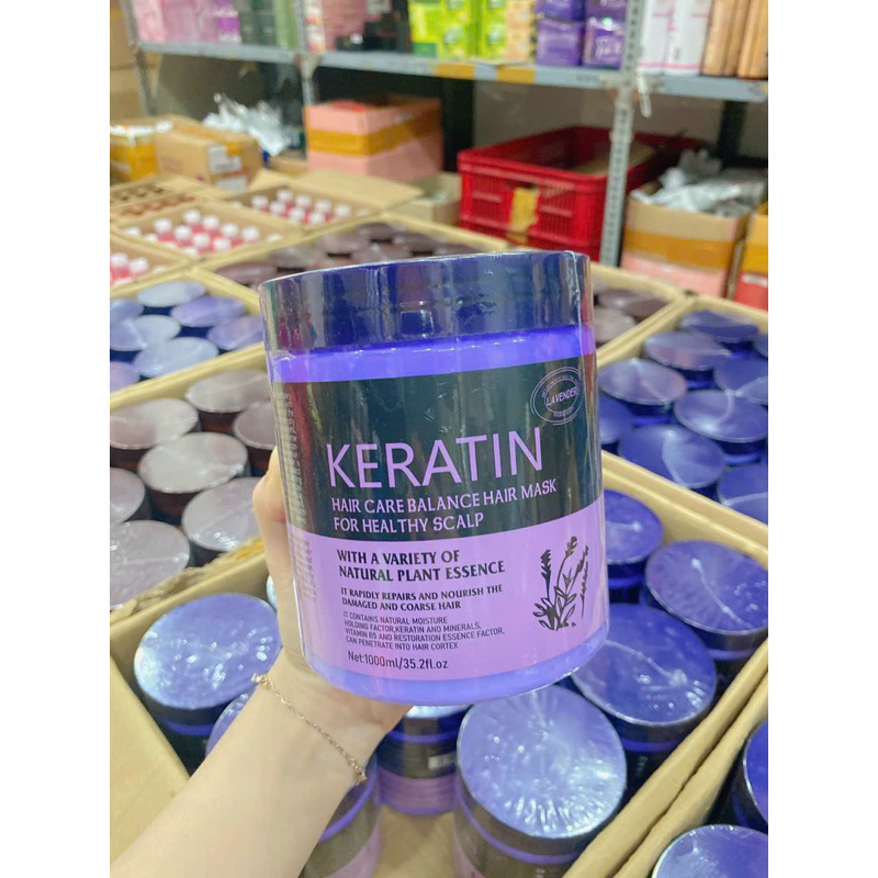 Kem Ủ Tóc KERATIN COLLAGEN 1000ML LAVENDER BRAZIL NUT - Ủ Hấp Tóc Cung Cấp Dưỡng Chất KERATIN