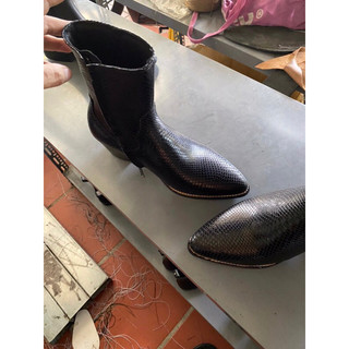 Python lukas boots giày bốt nam mũi nhọn da dập vân đế da 6cm khâu mckay thủ công chính hãng - tdk shoemaker