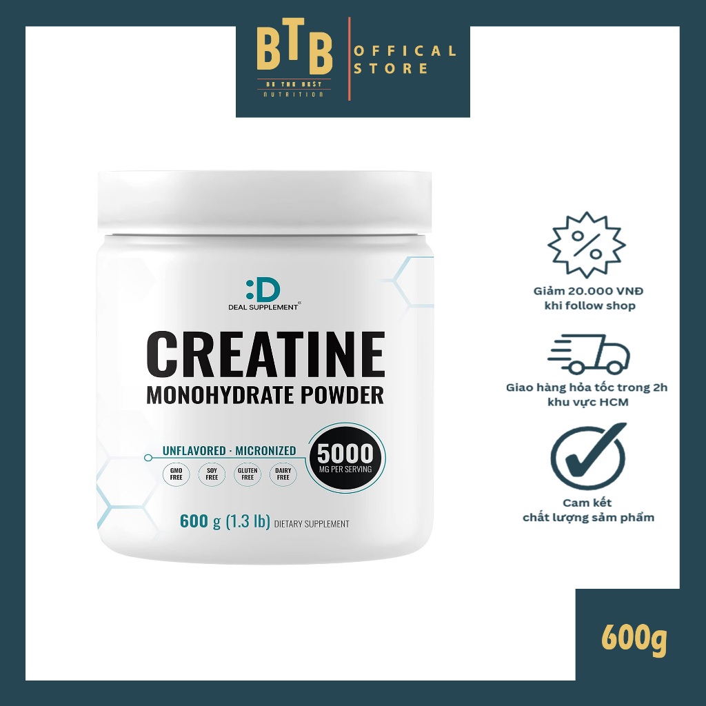 Bột creatine Deal Supplement CREATINE MONOHYDRATE POWDER 600g