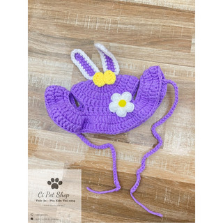 Mũ nón len handmade con thỏ cho chó mèo thú cưng có size