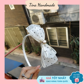 Bờm/băng đô cài tóc nơ voan chấm bi đáng yêu cho bé