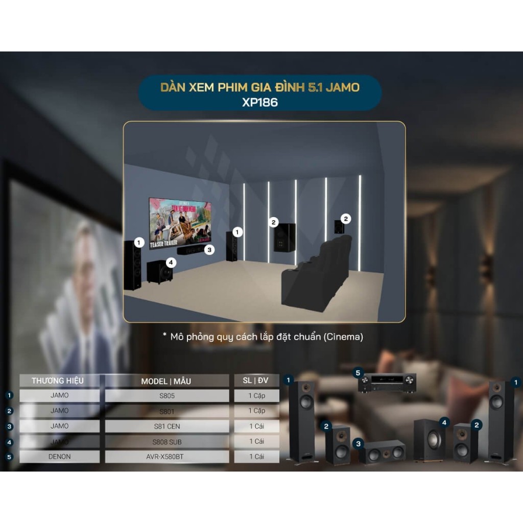 Dàn Xem Phim Gia Đình 5.1 Jamo S8 XP186 - hàng chính hãng - new 100%