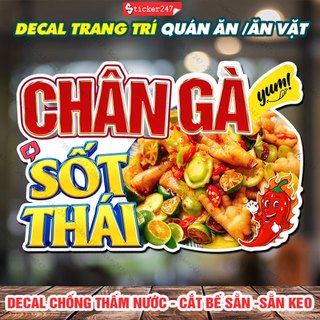Decal dán chân gà sốt thái 🌈𝑭𝒓𝒆𝒆𝒔𝒉𝒊𝒑 decal dán tường trang trí quán ăn vặt, hình dán món ăn chân gà - chống nước