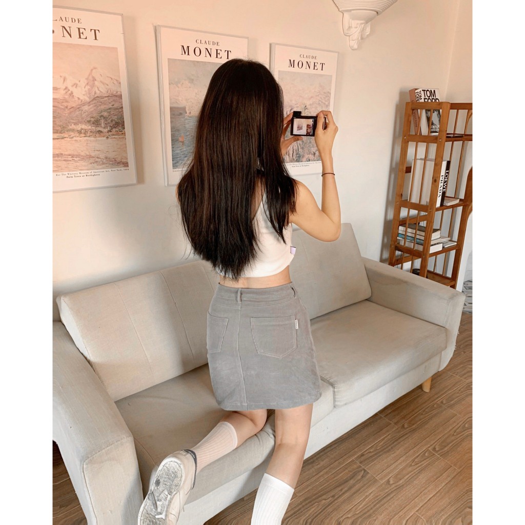 Váy ngắn Nhung tăm SLC / Corduroy Short Skirt SLC - Đen/Navy/Xám