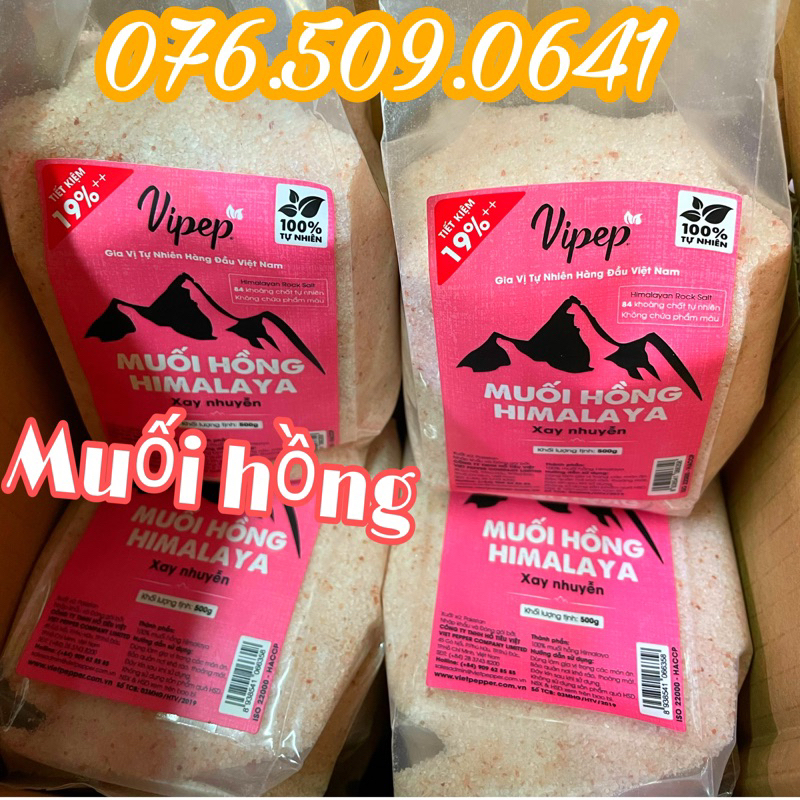 Muối hồng Himalaya xay nhuyễn Vipep gói 500gram