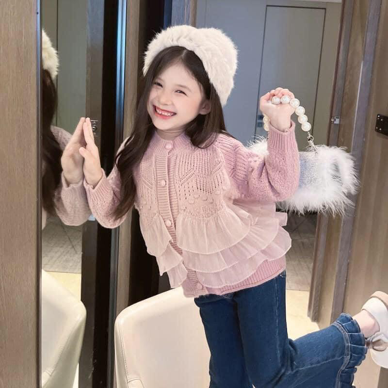 Set Quần jean loe phối ren bồng bềnh xếp tầng, bánh bèo dễ thương cho bé 10-30kg