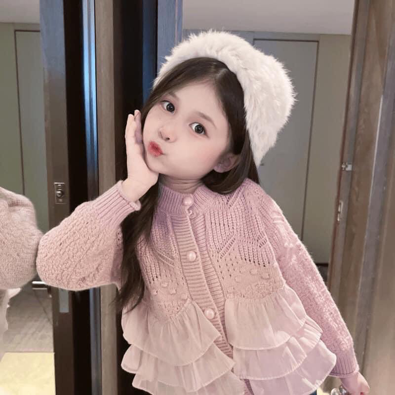 Set Quần jean loe phối ren bồng bềnh xếp tầng, bánh bèo dễ thương cho bé 10-30kg