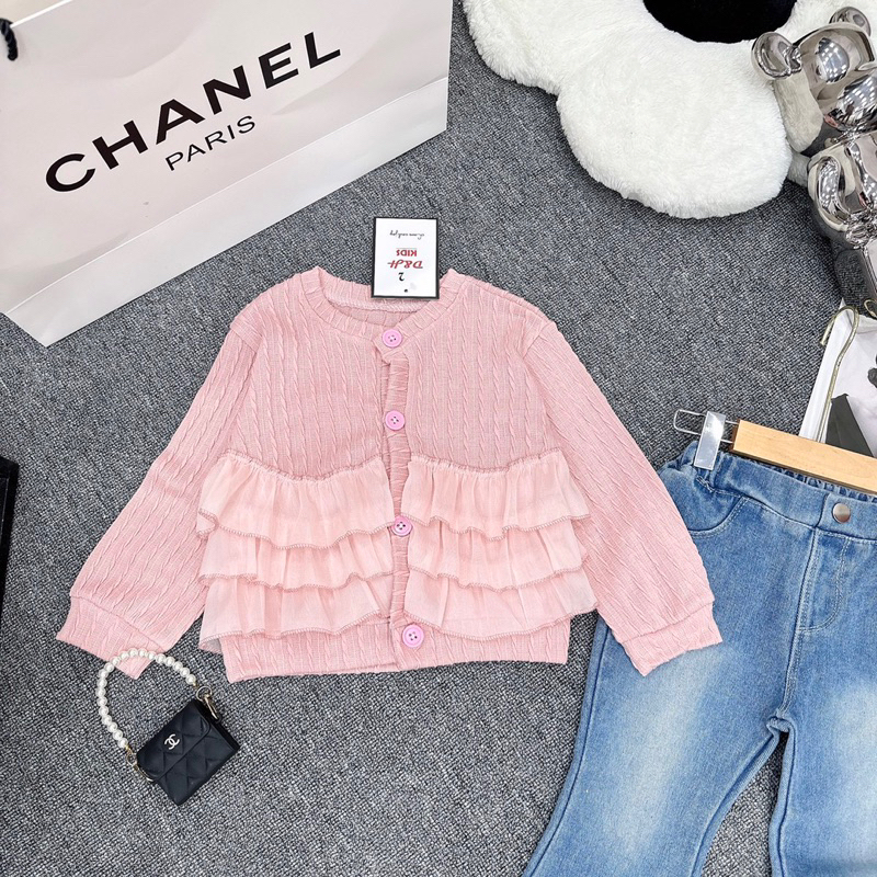 Set Quần jean loe phối ren bồng bềnh xếp tầng, bánh bèo dễ thương cho bé 10-30kg