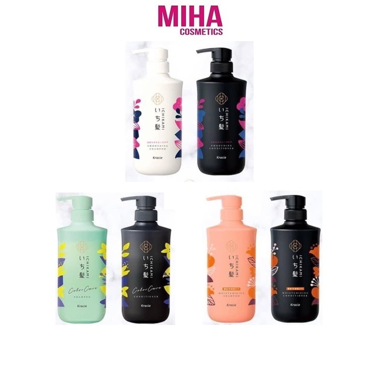 Bộ Dầu Gội Và Dầu Xả Phục Hồi Dưỡng Ẩm Giữ Màu Tóc Nhuộm Kracie ICHIKAMI 480ml x2 Nhật Bản