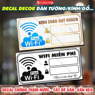 Decal Logo Biển Báo Wifi Miễn Phí, Sticker Đăng Nhập Pass Mạng Wifi, Wifi Free cho Công Ty, Hàng Quán Nơi Công Cộng