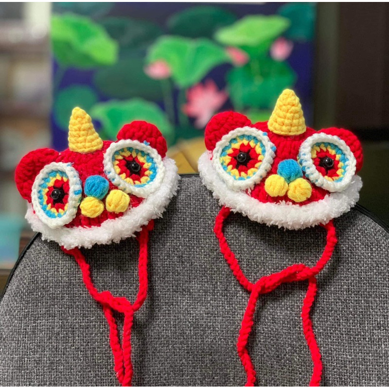 Mũ nón len handmade sư tử đón tết cho chó mèo thú cưng