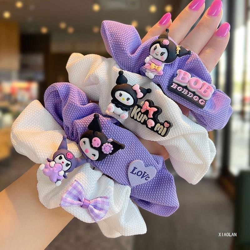 Dây cột tóc Scrunchies Có Gắn Charm Nhân Vật Hoạt Hình Kuromi Melody Dễ Thương