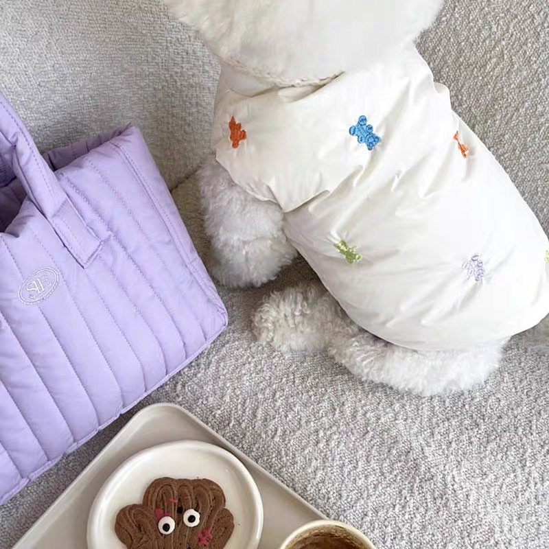 Áo cho chó mèo phao trắng cute