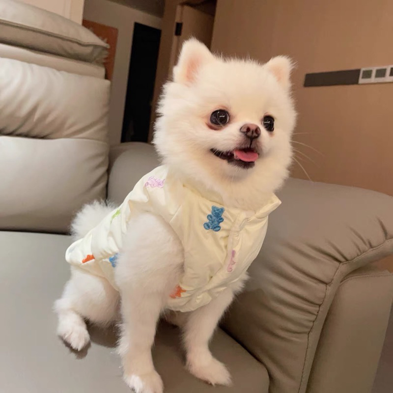 Áo cho chó mèo phao trắng cute