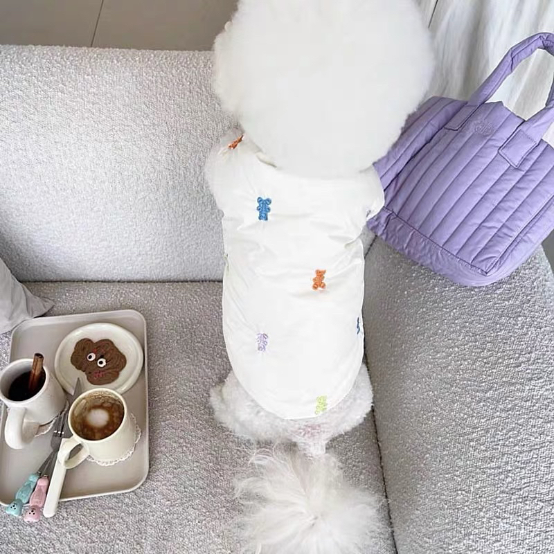 Áo cho chó mèo phao trắng cute