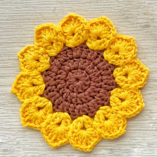 Tấm Lót Ly bằng Len hình Hoa Hướng Dương_Handmade