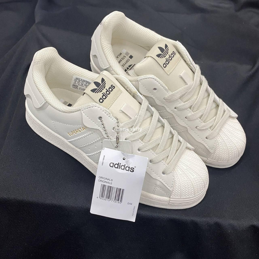 Giày thể thao nữ_adidas_superstar mũi sò màu trắng hồng cao cấp dễ phối đồ
