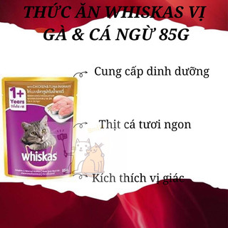 24 GÓI SỐT PATE MÈO WHISKAS VỊ GÀ- CÁ NGỪ 85gr