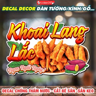 Tranh Dán Tường Khoai Lang Lắc 🍓 Decal Dán Tường Trang Trí Quán - Sticker Chống Thấm Nước, Chống Nắng, Cắt Sẵn, Bền Màu