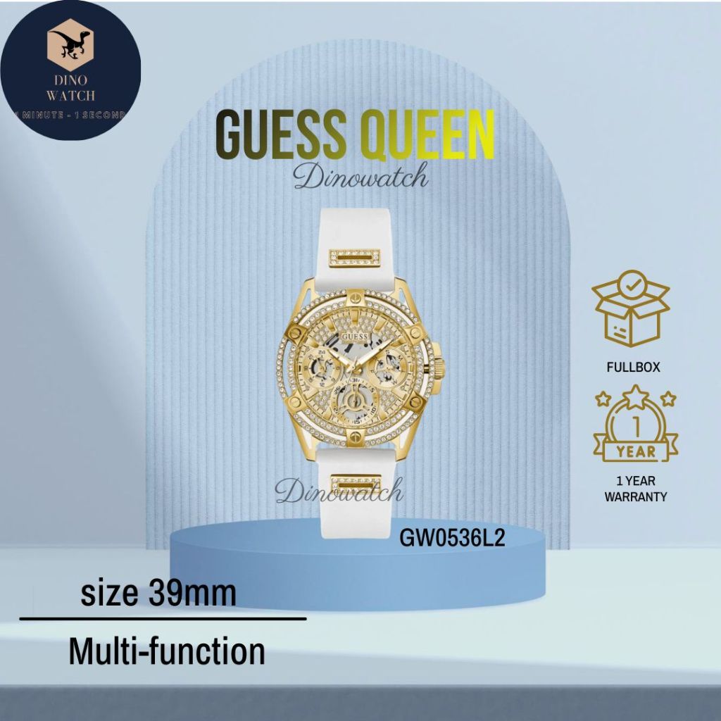 Đồng Hồ Nữ Unisex Guess GW0536L2 QUEEN Vỏ Đính Hạt - Dây Silicon - Size 39mm