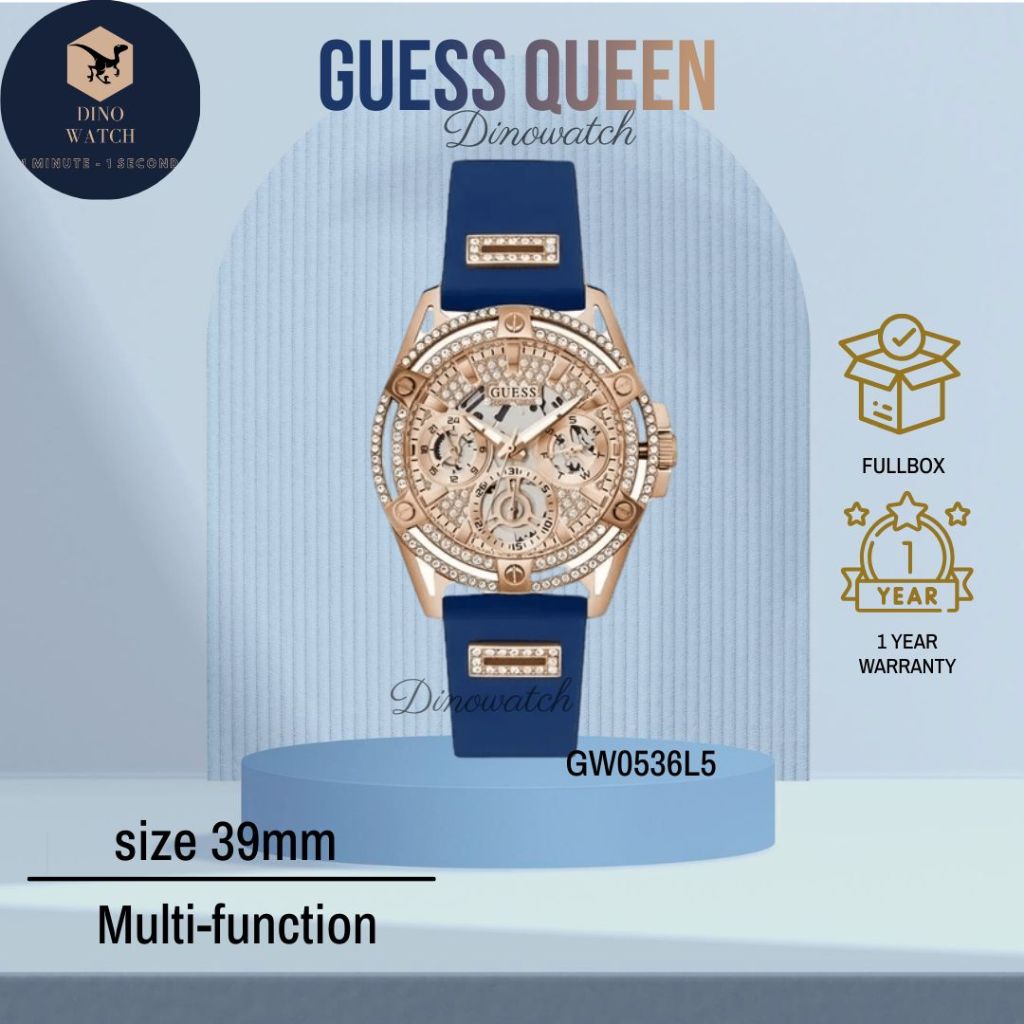 Đồng Hồ Nữ Guess QUEEN GW0536L5 Blue Vỏ Đính Hạt - Dây Silicon - Size 39mm