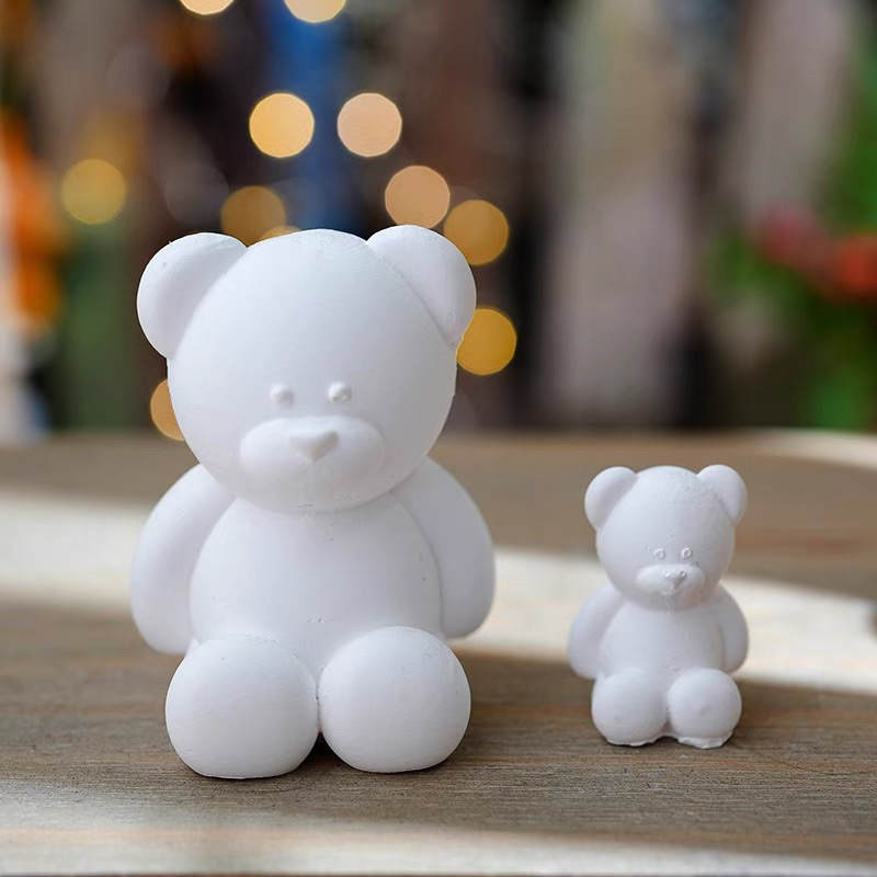 Tô Tượng Thạch Cao Gấu Ngồi siêu mịn size 10cm
