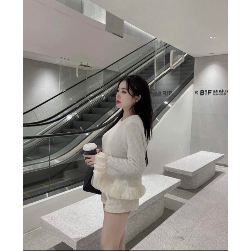 ÁO LEN LÔNG MỀM PHỐI BÈO TAY ĐIỆU ĐÀ QCCC