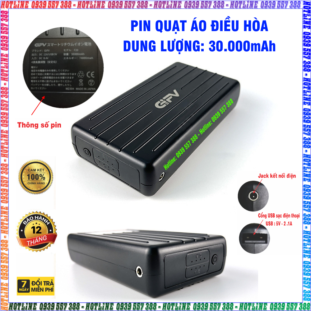 ÁO ĐIỀU HÒA CHÍNH HÃNG NHẬT BẢN PIN 30.000mAh - 12V, ÁO QUẠT LÀM MÁT CHỐNG NẮNG NÓNG BẢO HỘ LAO ĐỘNG