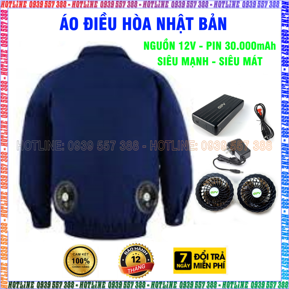 ÁO ĐIỀU HÒA CHÍNH HÃNG NHẬT BẢN PIN 30.000mAh - 12V, ÁO QUẠT LÀM MÁT CHỐNG NẮNG NÓNG BẢO HỘ LAO ĐỘNG