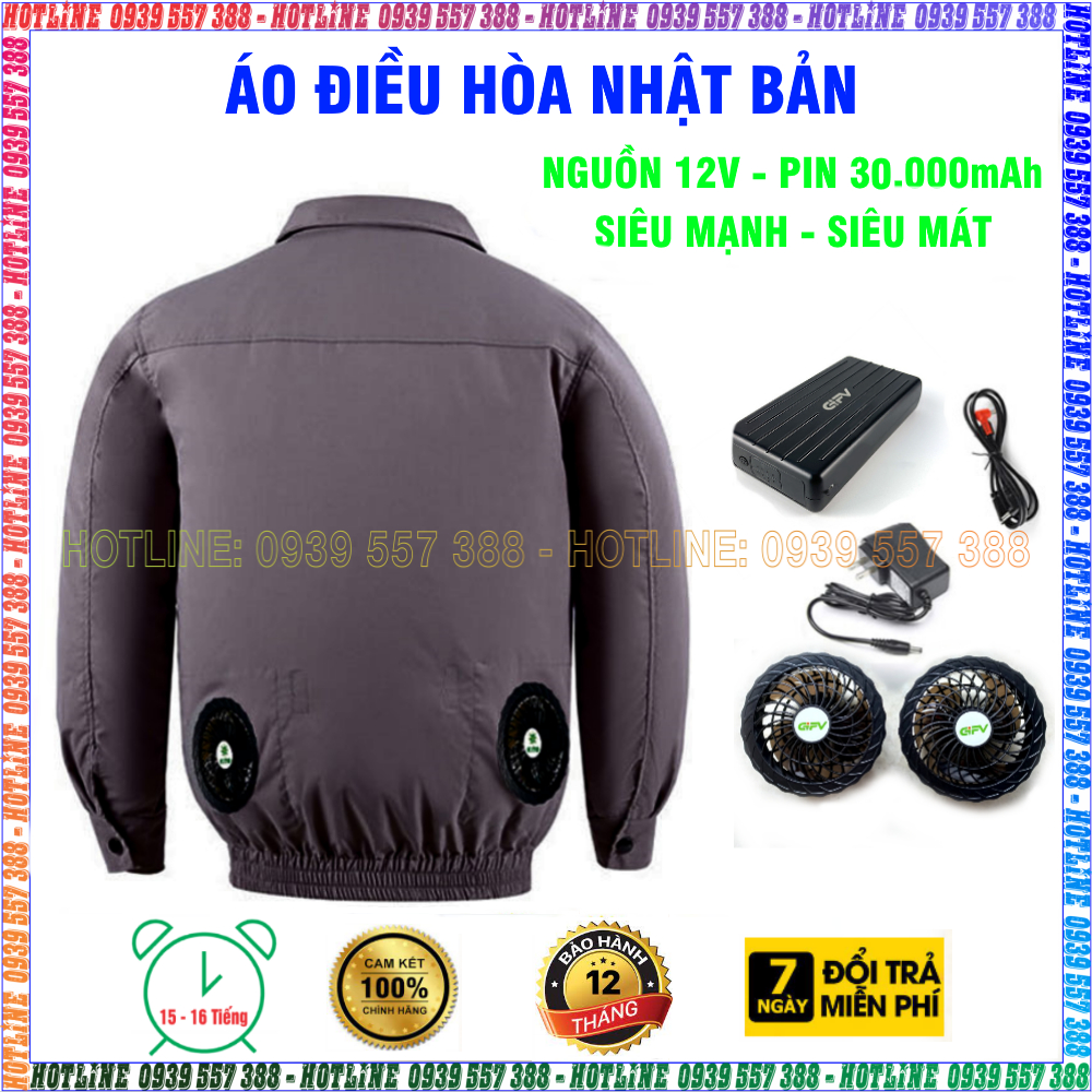 ÁO ĐIỀU HÒA CHÍNH HÃNG NHẬT BẢN PIN 30.000mAh - 12V, ÁO QUẠT LÀM MÁT CHỐNG NẮNG NÓNG BẢO HỘ LAO ĐỘNG