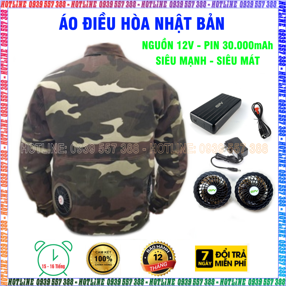ÁO ĐIỀU HÒA CHÍNH HÃNG NHẬT BẢN PIN 30.000mAh - 12V, ÁO QUẠT LÀM MÁT CHỐNG NẮNG NÓNG BẢO HỘ LAO ĐỘNG