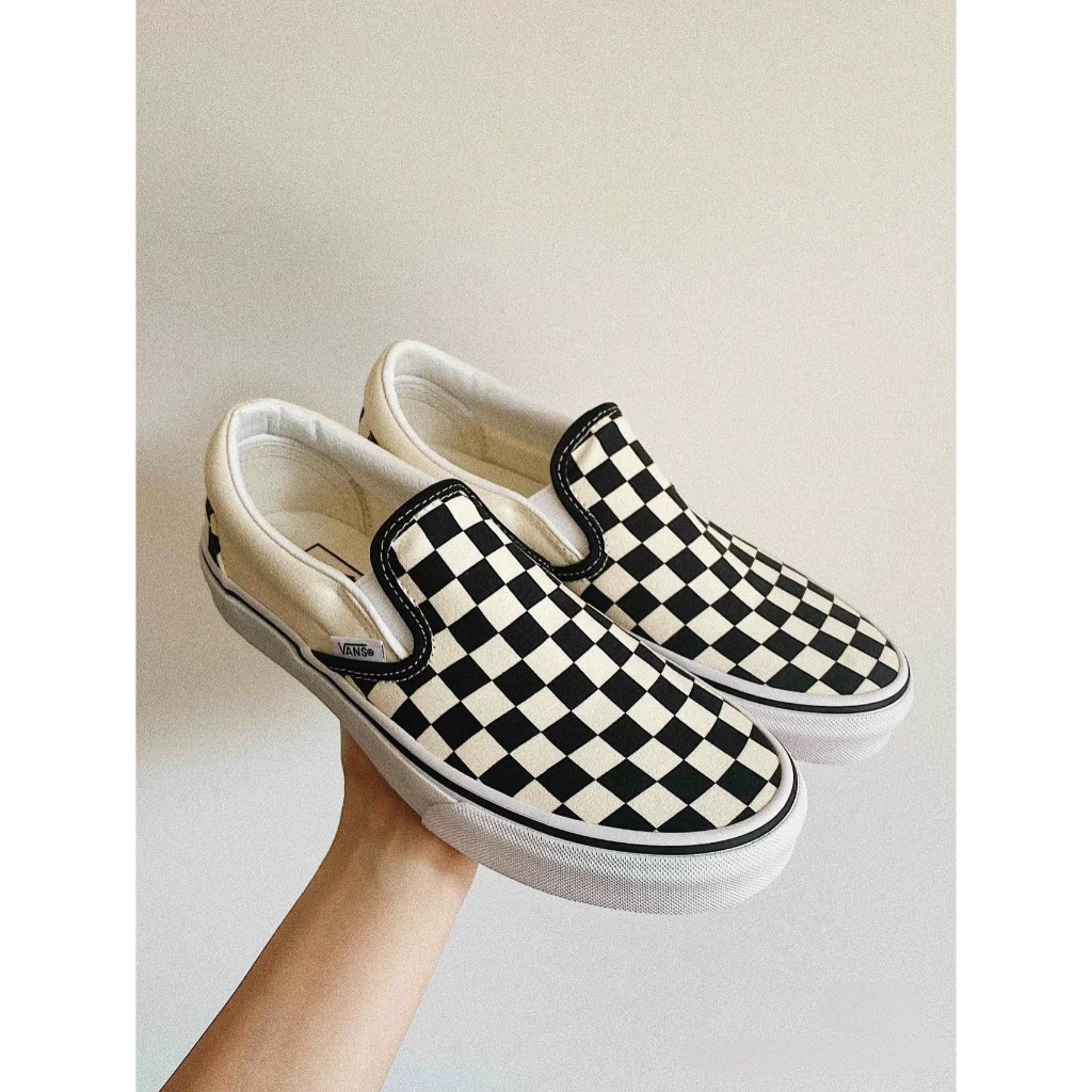 Vans caro CHÍNH HÃNG nam nữ,giày vans slip on checker cao cấp full box