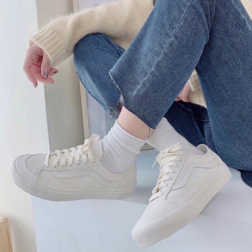 Vans style 36 decon CHÍNH HÃNG màu trắng nam nữ, giày vans cao cấp full box