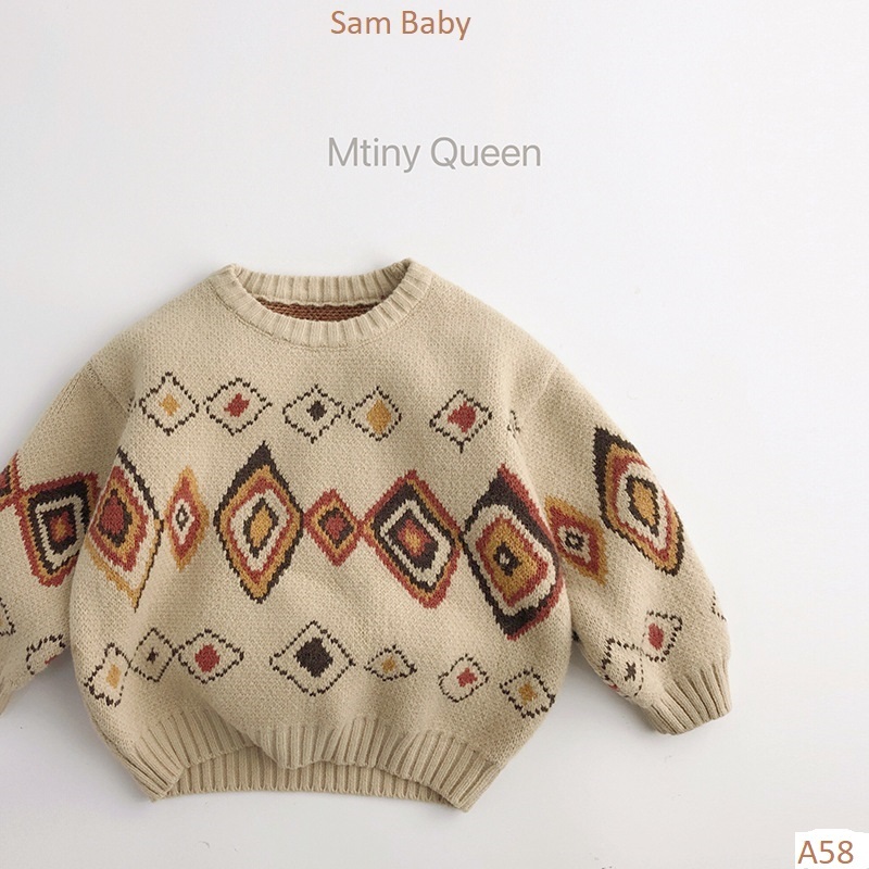 Áo len thổ cẩm dày dặn Minty Queen cho bé-Sam Baby-A58