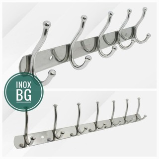 [INOX304] Móc treo quần áo trên dưới loại 5/7/9 móc gắn tường inox 304 cao cấp