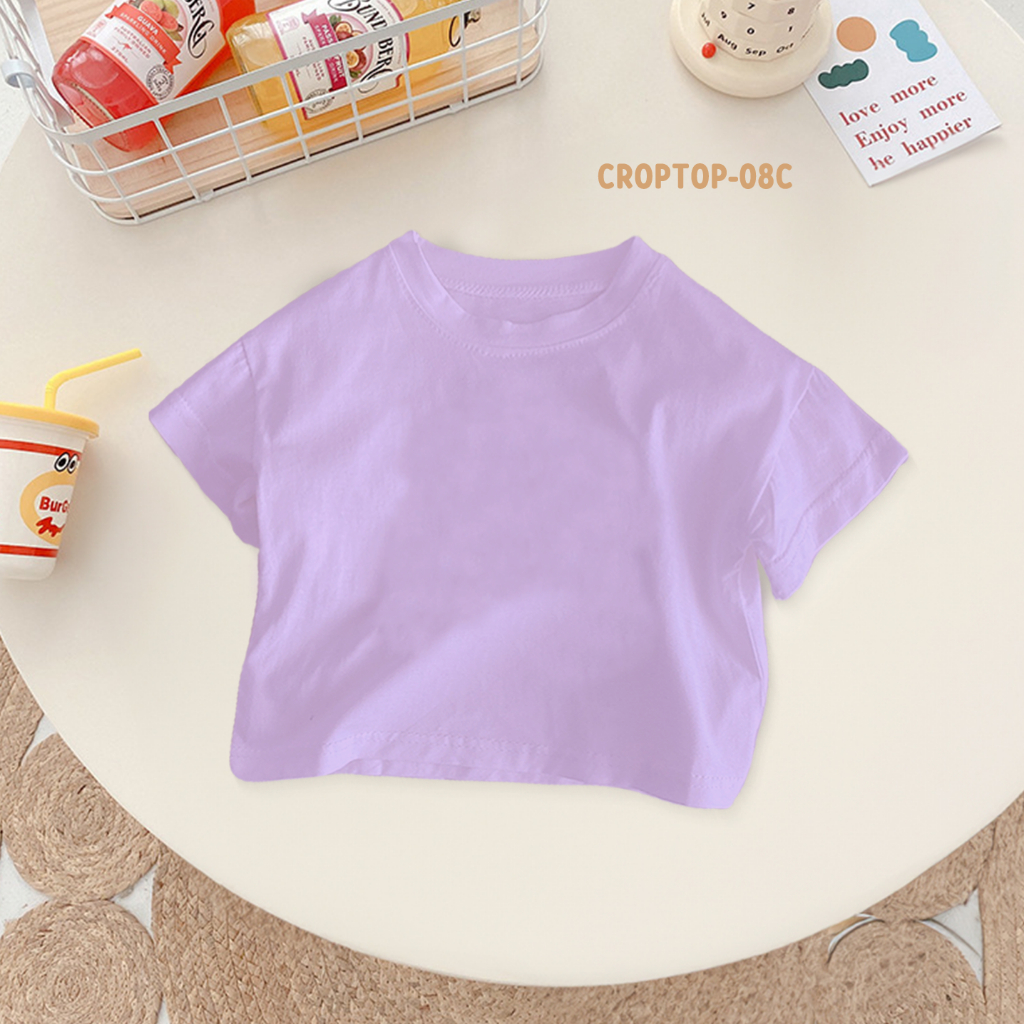 Áo thun CROPTOP bé gái, áo CROPTOP bé gái Elio từ 10kg đến 30kg CROPTOP TRƠN