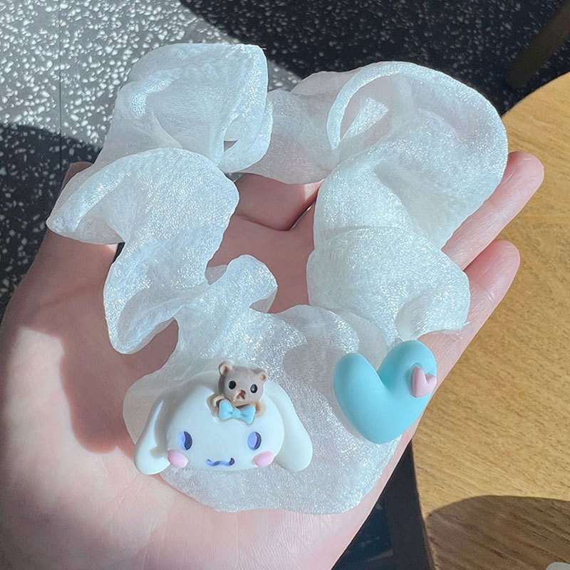 Dây cột tóc Scrunchies Có Gắn Charm Nhân Vật Hoạt Hình Kuromi Melody Dễ Thương