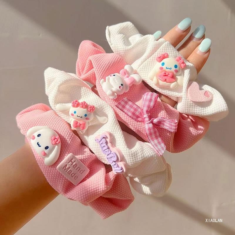 Dây cột tóc Scrunchies Có Gắn Charm Nhân Vật Hoạt Hình Kuromi Melody Dễ Thương