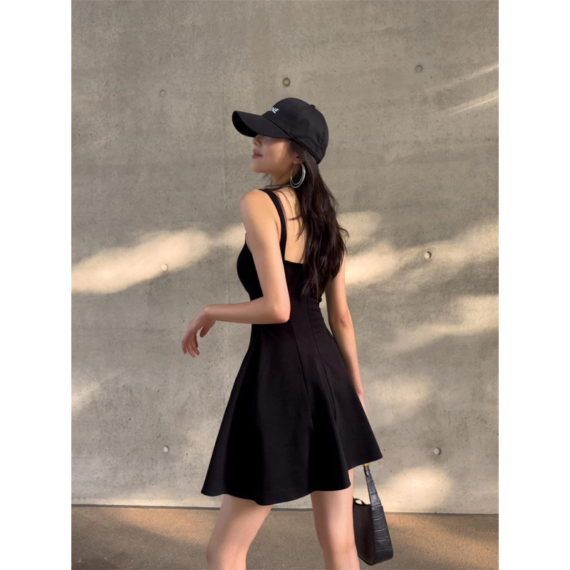 Đầm Thun Hai Dây Xoè Basic