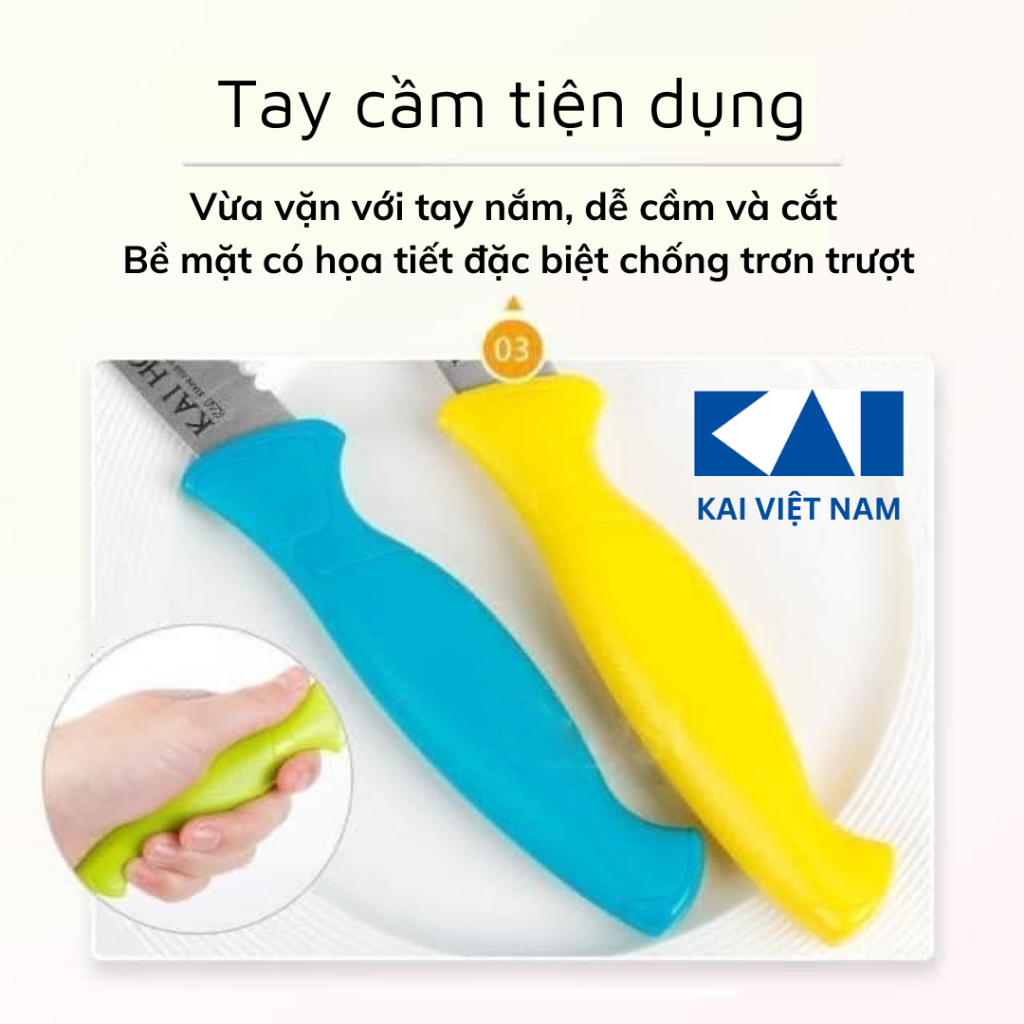 Dao gọt hoa quả KAI Hocho lưỡi răng cưa 112mm bằng thép không gỉ Indian Hocho Vegitable Knife