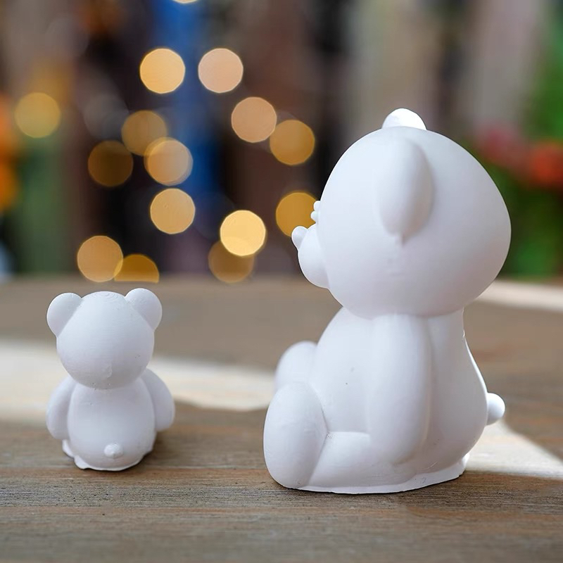 Tô Tượng Thạch Cao Gấu Ngồi siêu mịn size 10cm