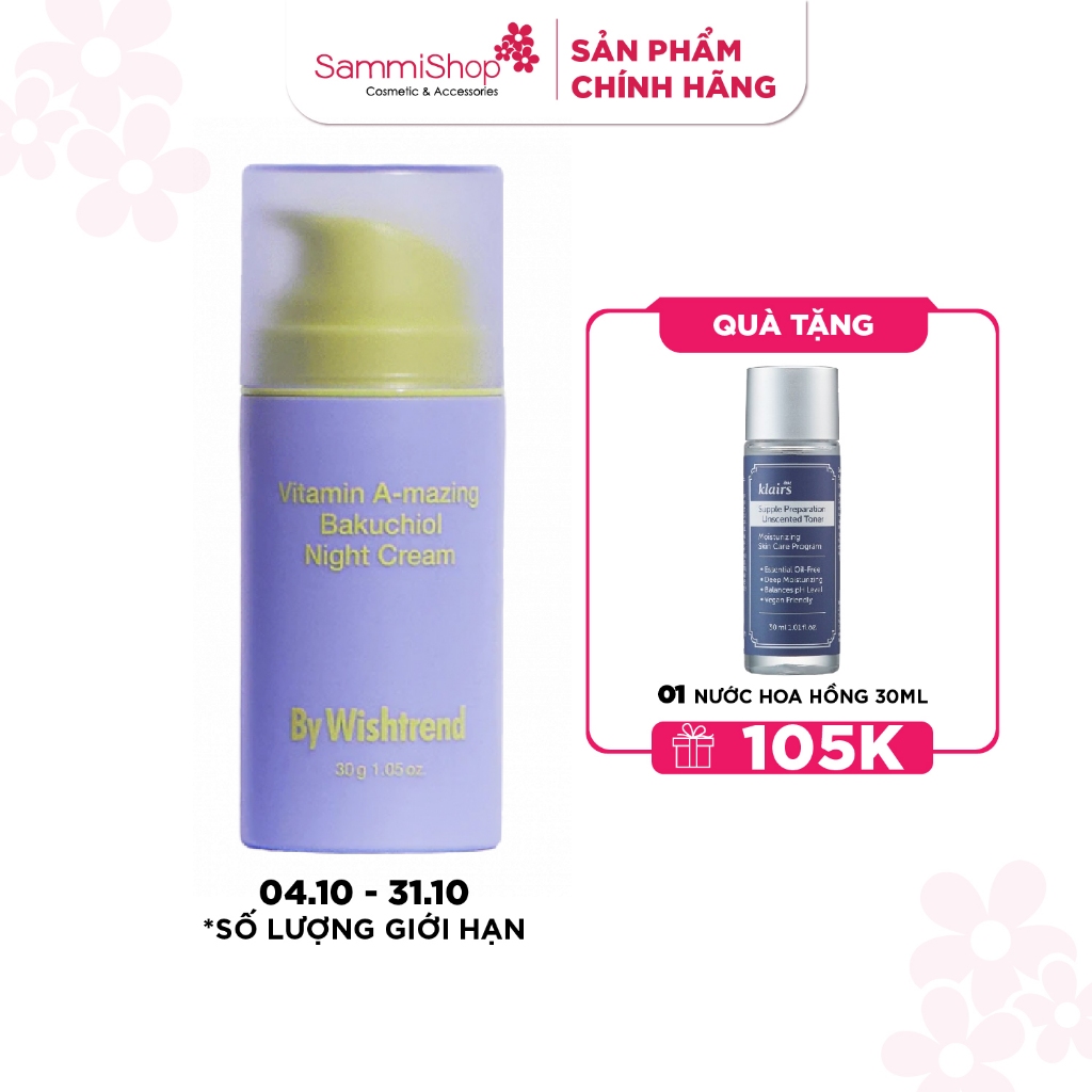 By Wishtrend Kem dưỡng da ban đêm Vitamin A-mazing Bakuchiol Night Cream 30g