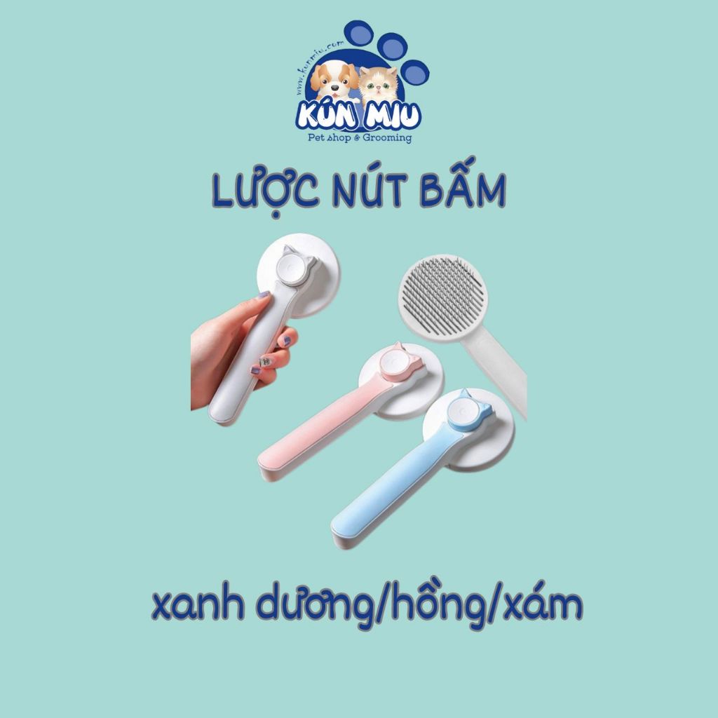 Lược chải lông gỡ rối chó mèo + tách lông tự động khỏi lược -Kún Miu petshop